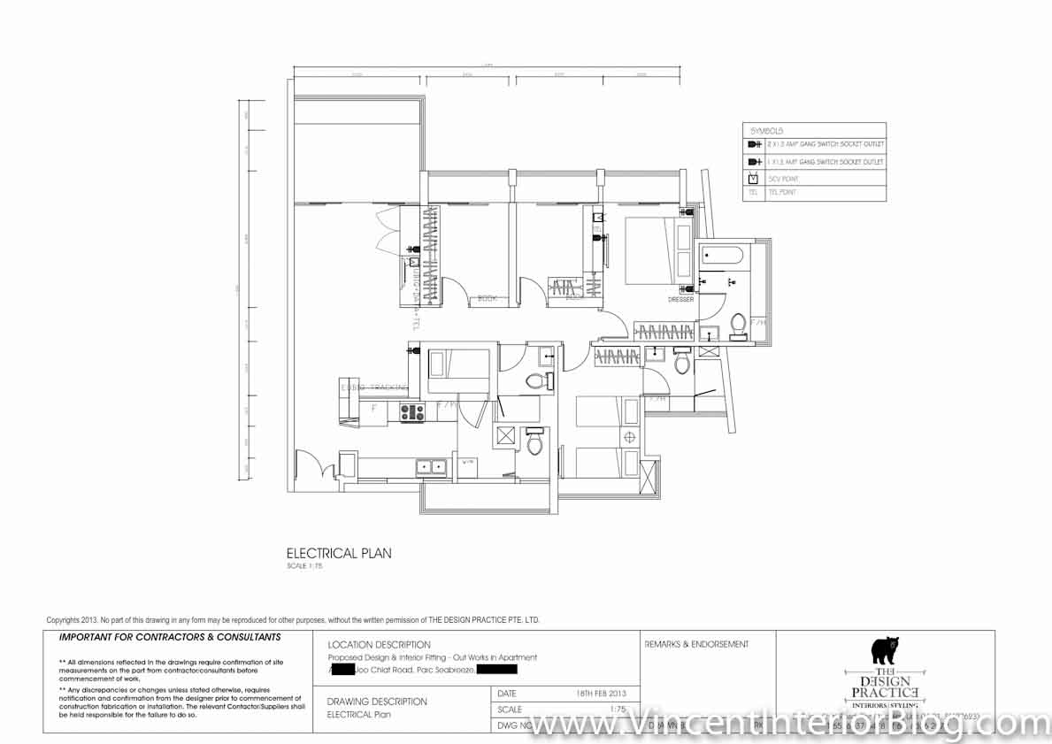 Singapore Condominium renovation the design practice ELECTRICAL LAYOUT